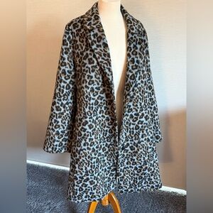 Lane Bryant Black and Brown with Blue Leopard Print Coat Size 18/20